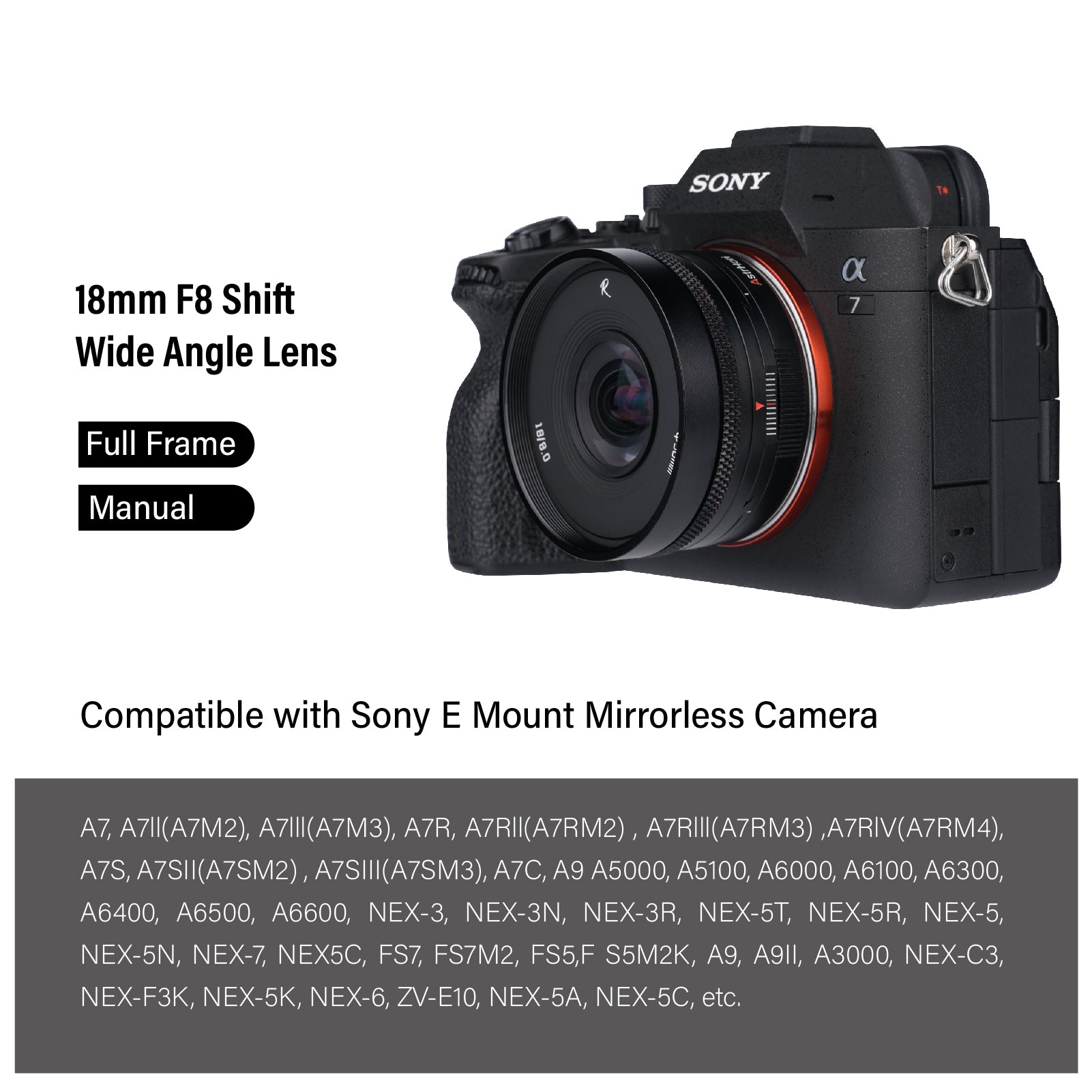 18mm F8 Full-frame Shift lens for E/EOS-R/L/Z – AstrHori