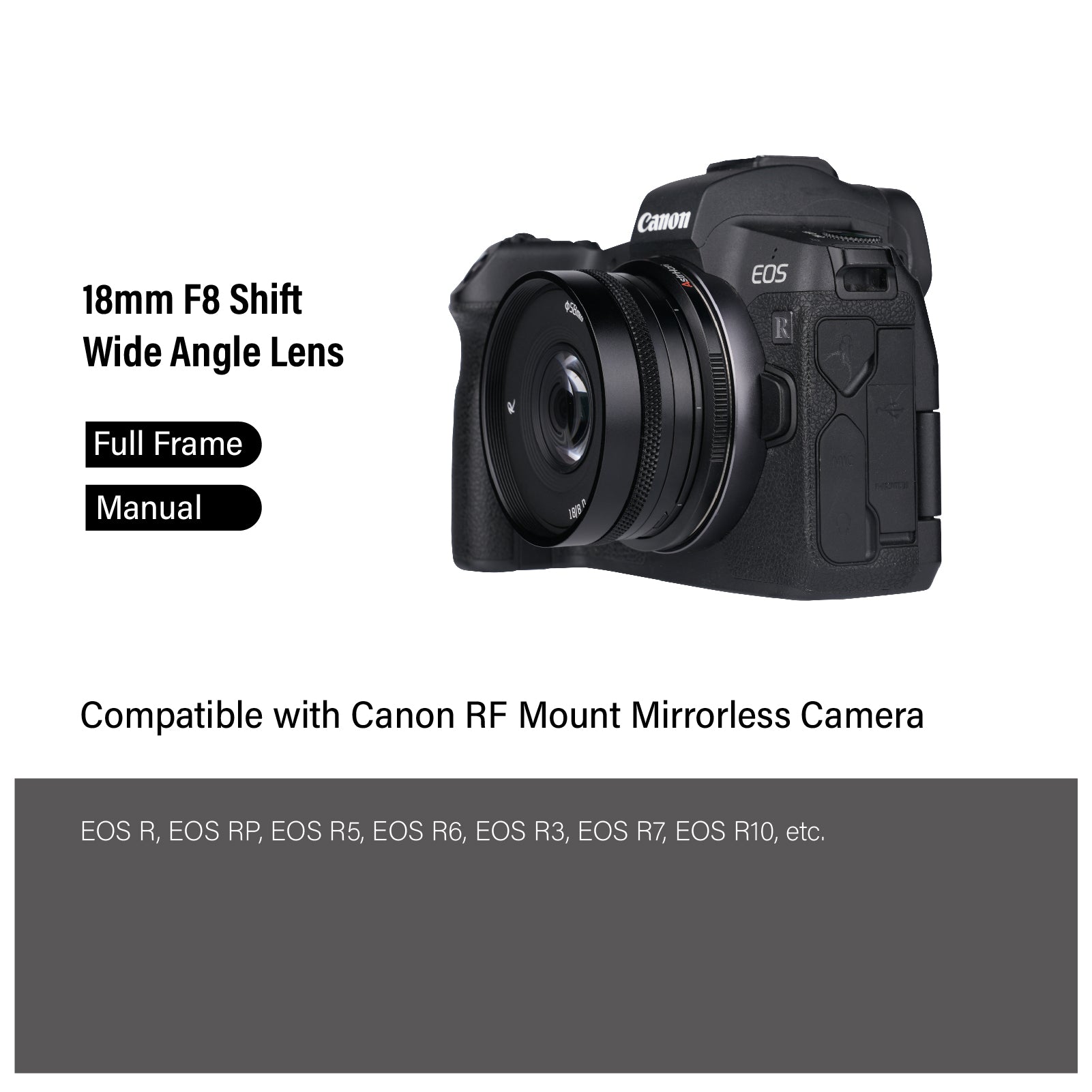 18mm F8 Full-frame Shift lens for E/EOS-R/L/Z – AstrHori